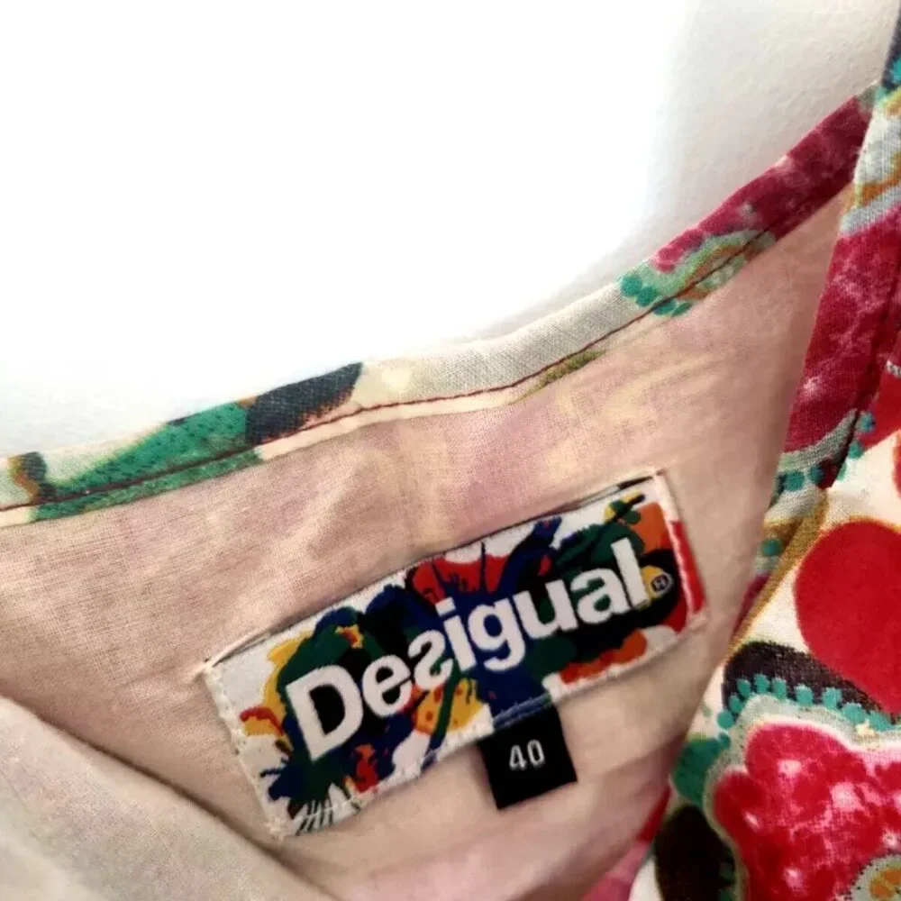 Rare DESIGUAL Swing Farm Rio Flowers Maxi Long Dress V-neck Floral Zebra Print M - Picture 10 of 16